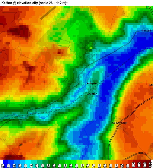 Ketton elevation map