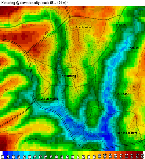 Kettering elevation map