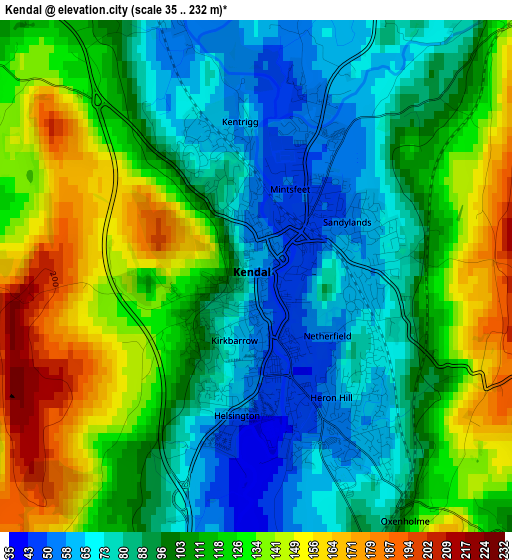 Kendal elevation map