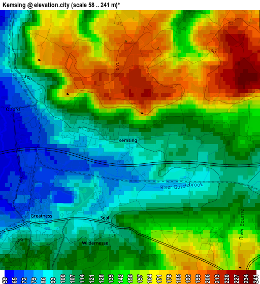 Kemsing elevation map