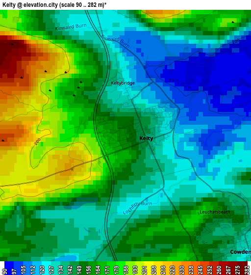 Kelty elevation map