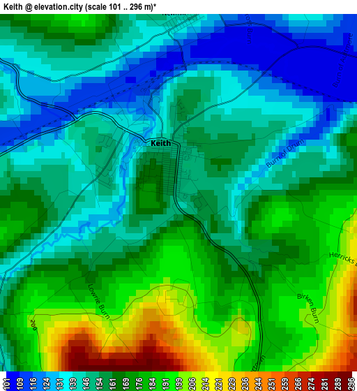 Keith elevation map