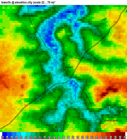 Ixworth elevation map