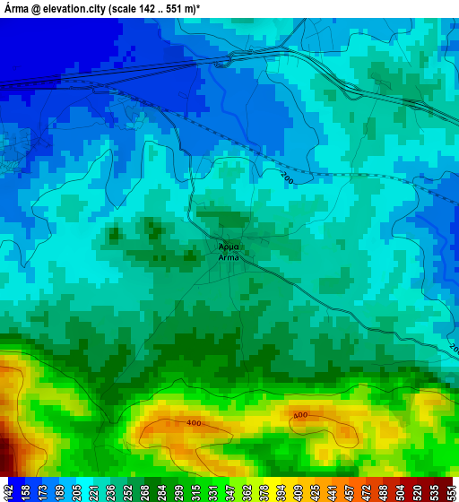 Árma elevation map