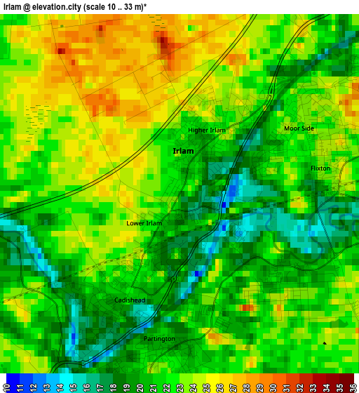 Irlam elevation map