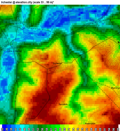 Irchester elevation map