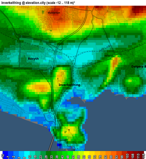 Inverkeithing elevation map