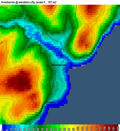 Inverbervie elevation map