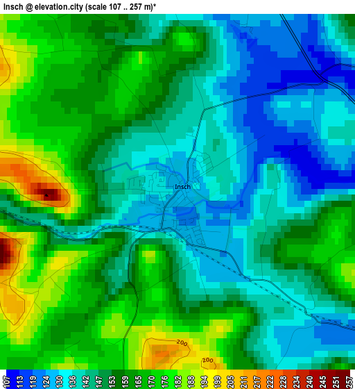 Insch elevation map