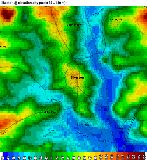 Ilkeston elevation map