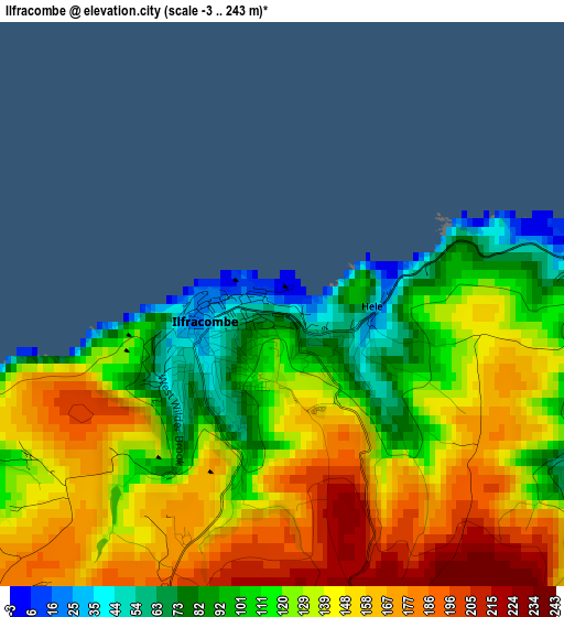 Ilfracombe elevation map