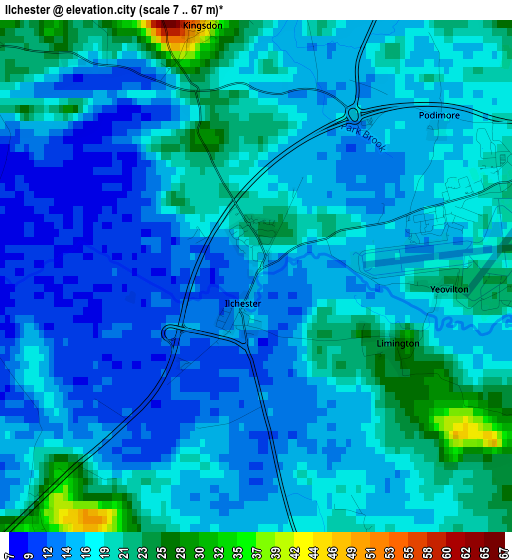 Ilchester elevation map