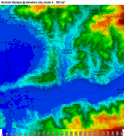 Archaía Olympía elevation map