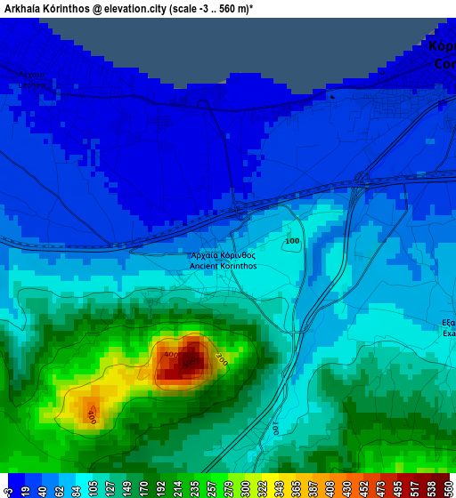 Arkhaía Kórinthos elevation map