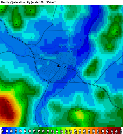 Huntly elevation map