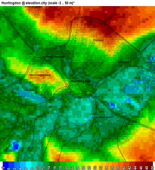 Huntingdon elevation map