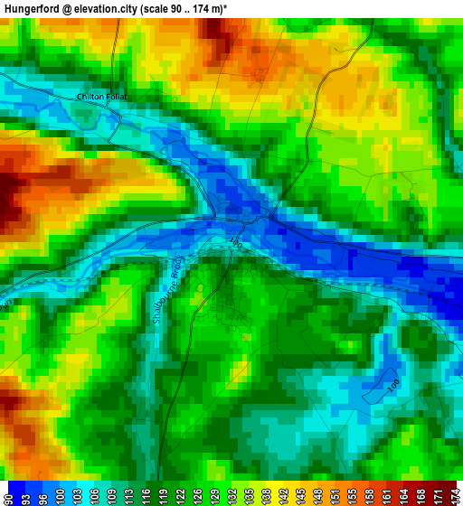 Hungerford elevation map