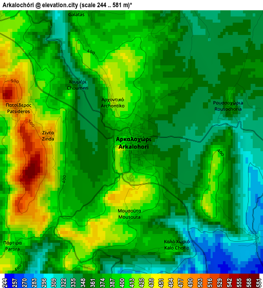 Arkalochóri elevation map