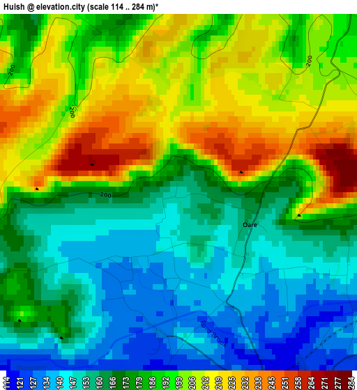 Huish elevation map