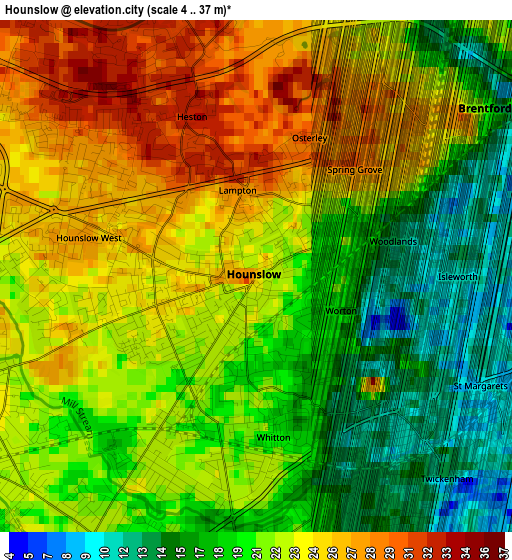 Hounslow elevation map