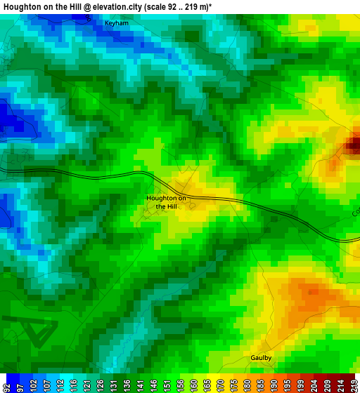 Houghton on the Hill elevation map