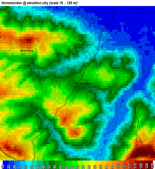 Horsmonden elevation map