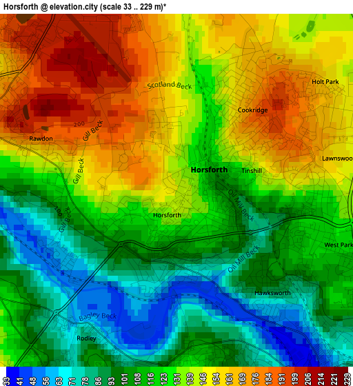 Horsforth elevation map