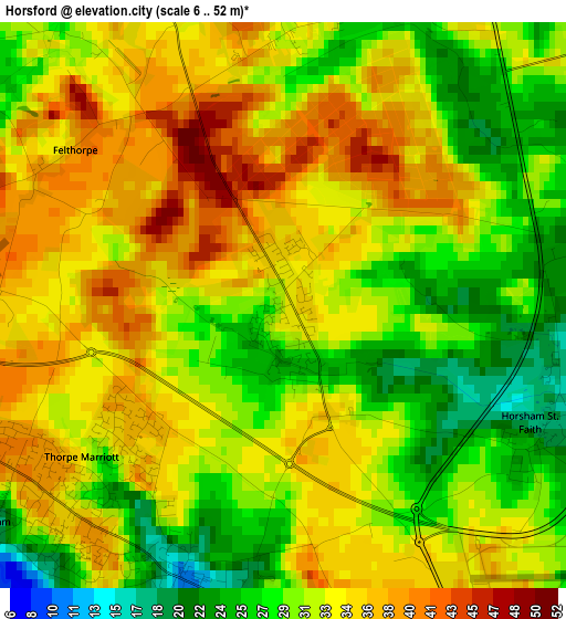 Horsford elevation map