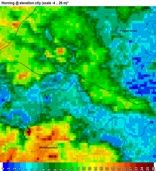 Horning elevation map