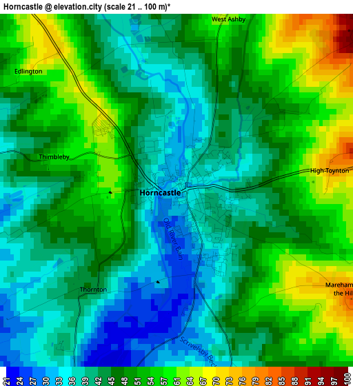 Horncastle elevation map