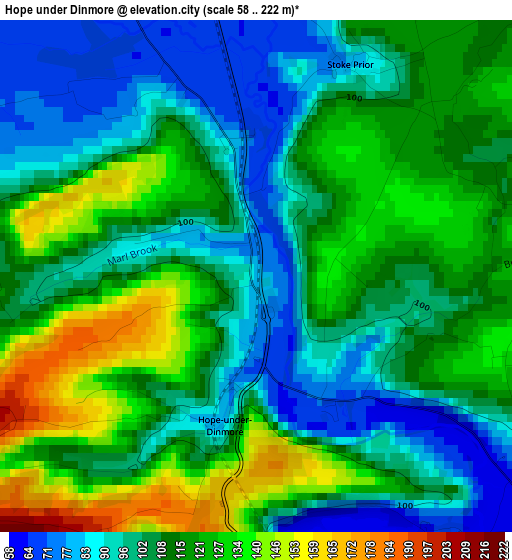 Hope under Dinmore elevation map