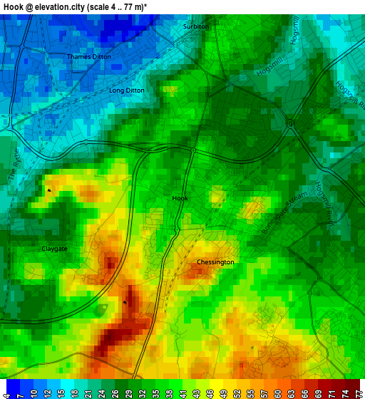 Hook elevation map