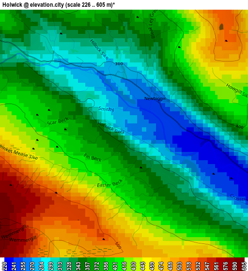 Holwick elevation map