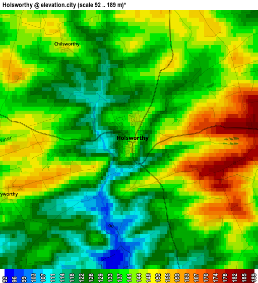 Holsworthy elevation map