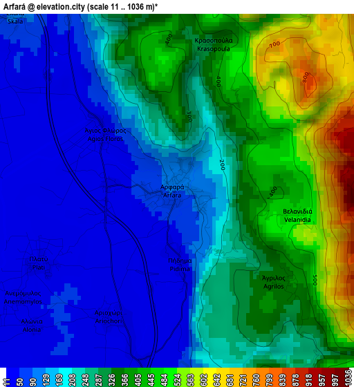 Arfará elevation map