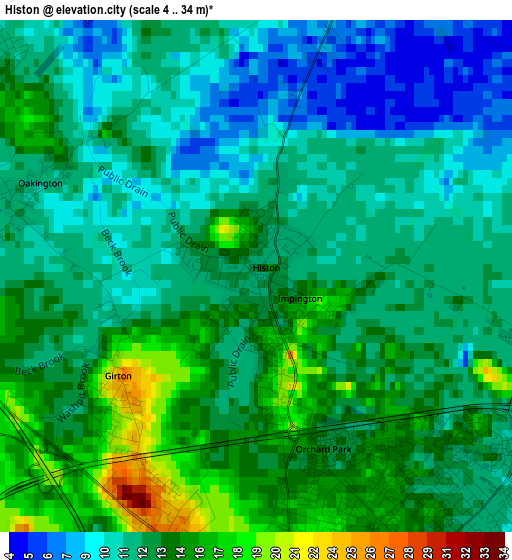 Histon elevation map