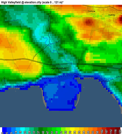 High Valleyfield elevation map