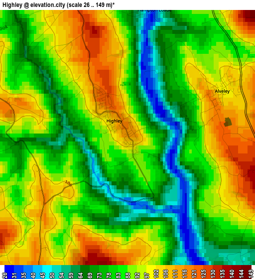 Highley elevation map