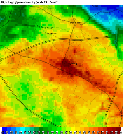 High Legh elevation map