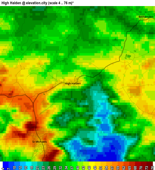 High Halden elevation map