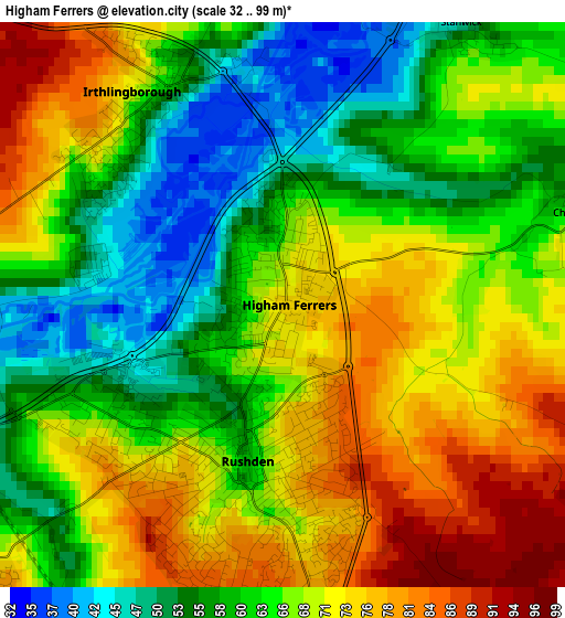 Higham Ferrers elevation map