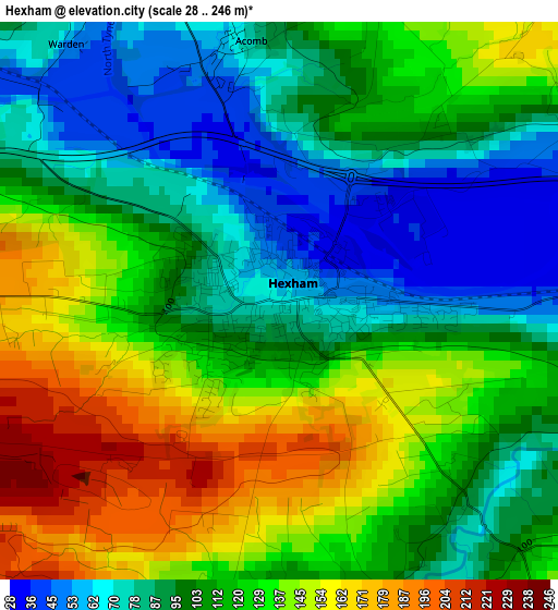 Hexham elevation map