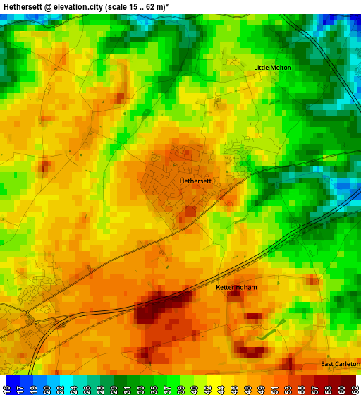 Hethersett elevation map