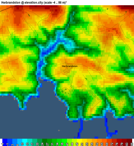 Herbrandston elevation map