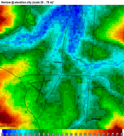 Henlow elevation map