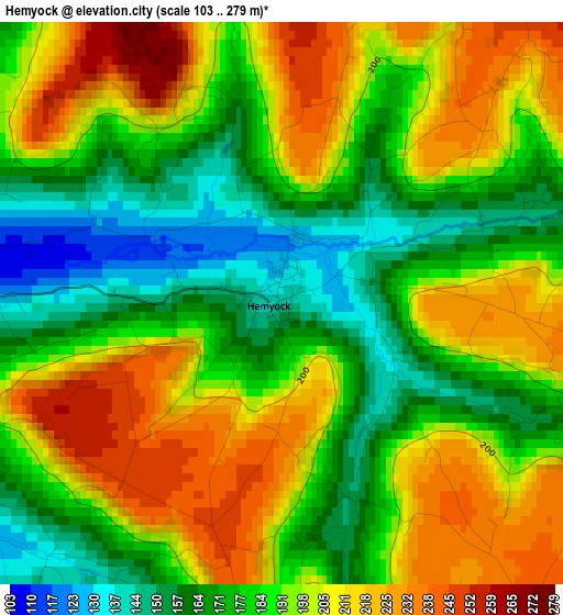 Hemyock elevation map