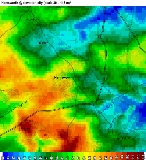 Hemsworth elevation map