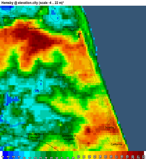 Hemsby elevation map