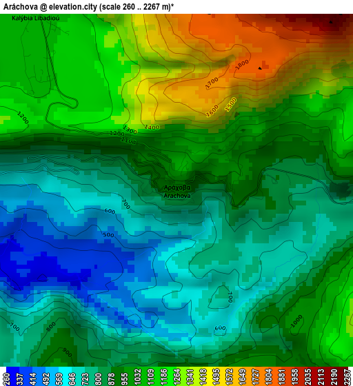 Aráchova elevation map