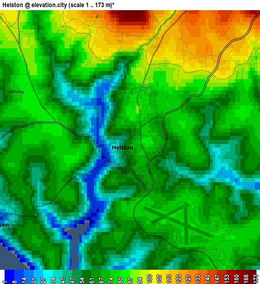 Helston elevation map